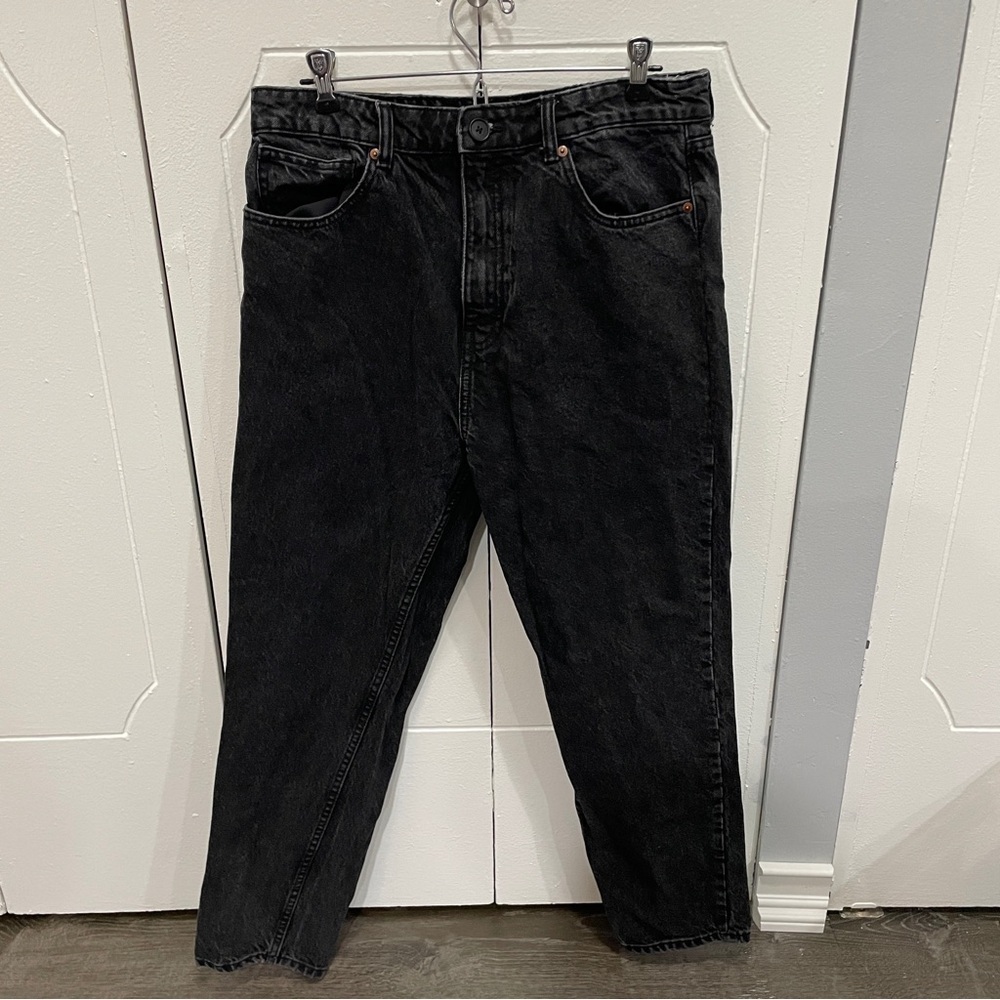 Zara Black High Rise Straight Leg Jeans